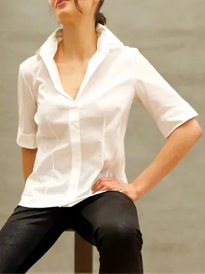 White Organic Cotton Polo Style Shirt - The Franklin