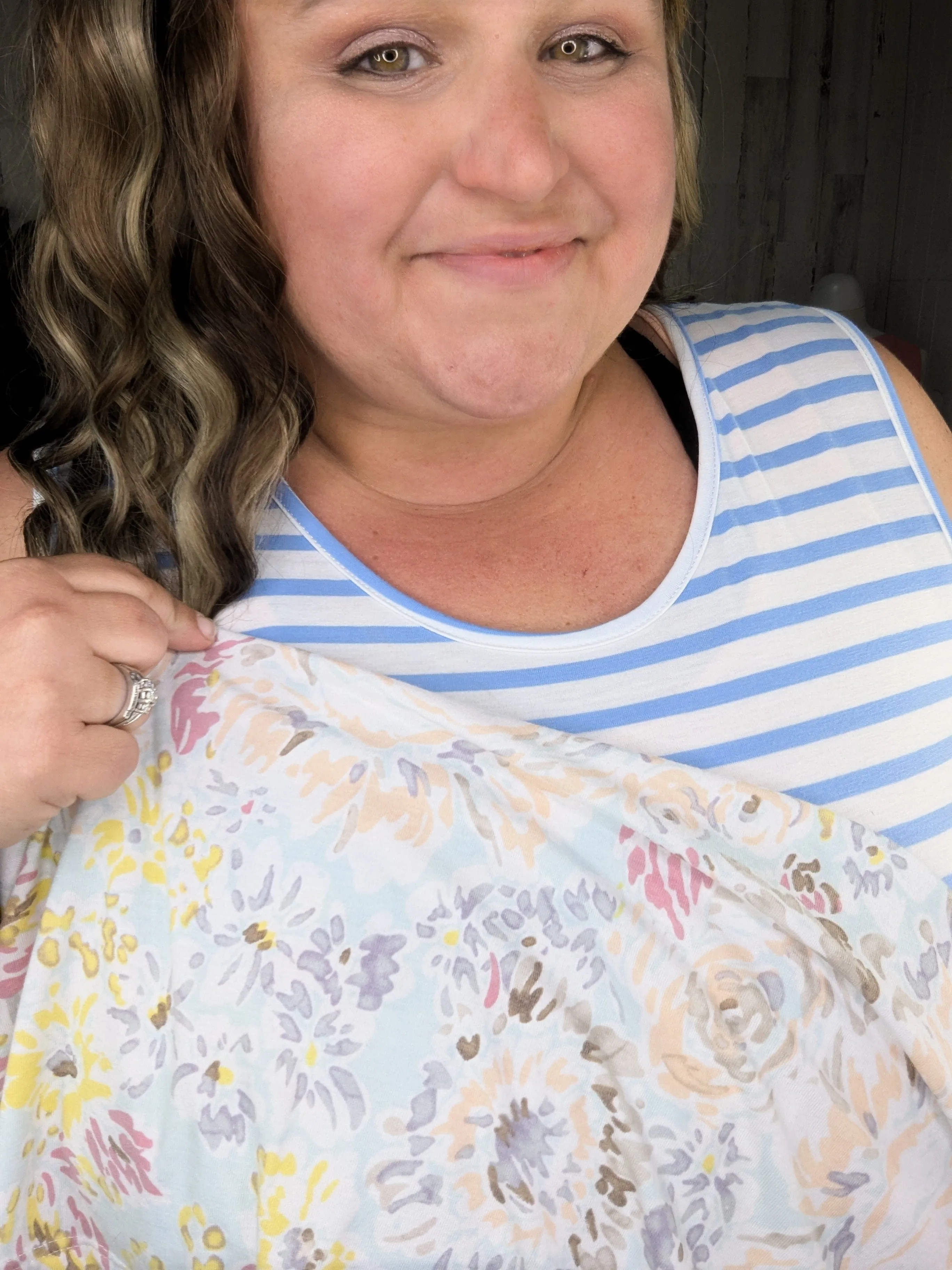 Winona Stripe   Floral Mix Shaping Tank