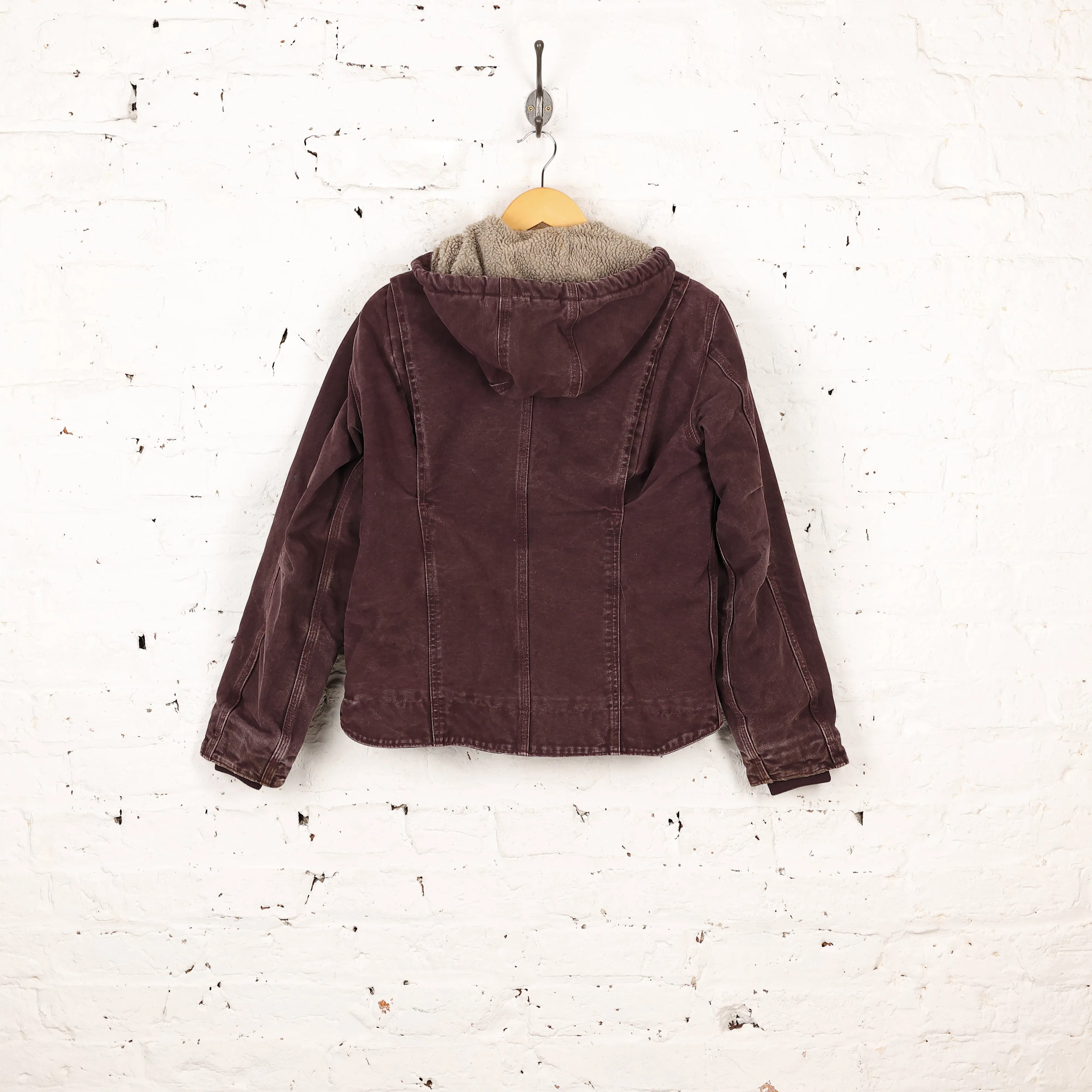 Women's Carhartt Fleece Lined Hooded Work Jacket - Maroon - Women's S