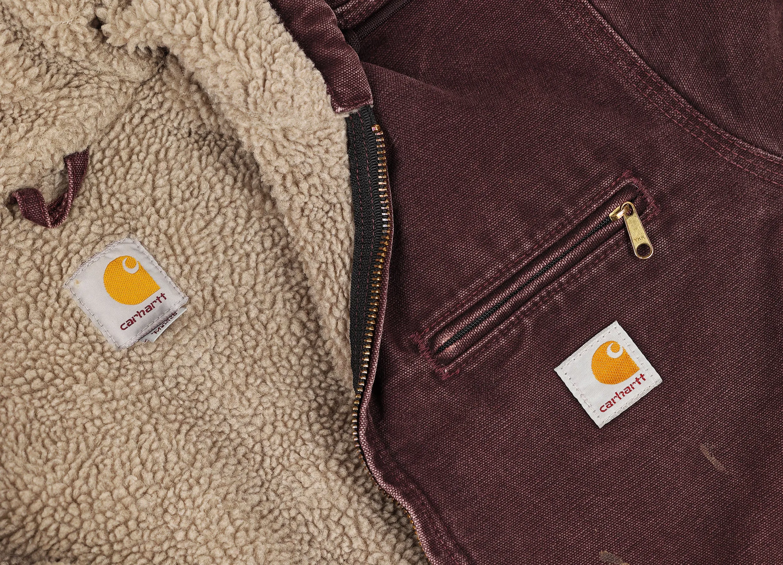 Women's Carhartt Fleece Lined Hooded Work Jacket - Maroon - Women's S