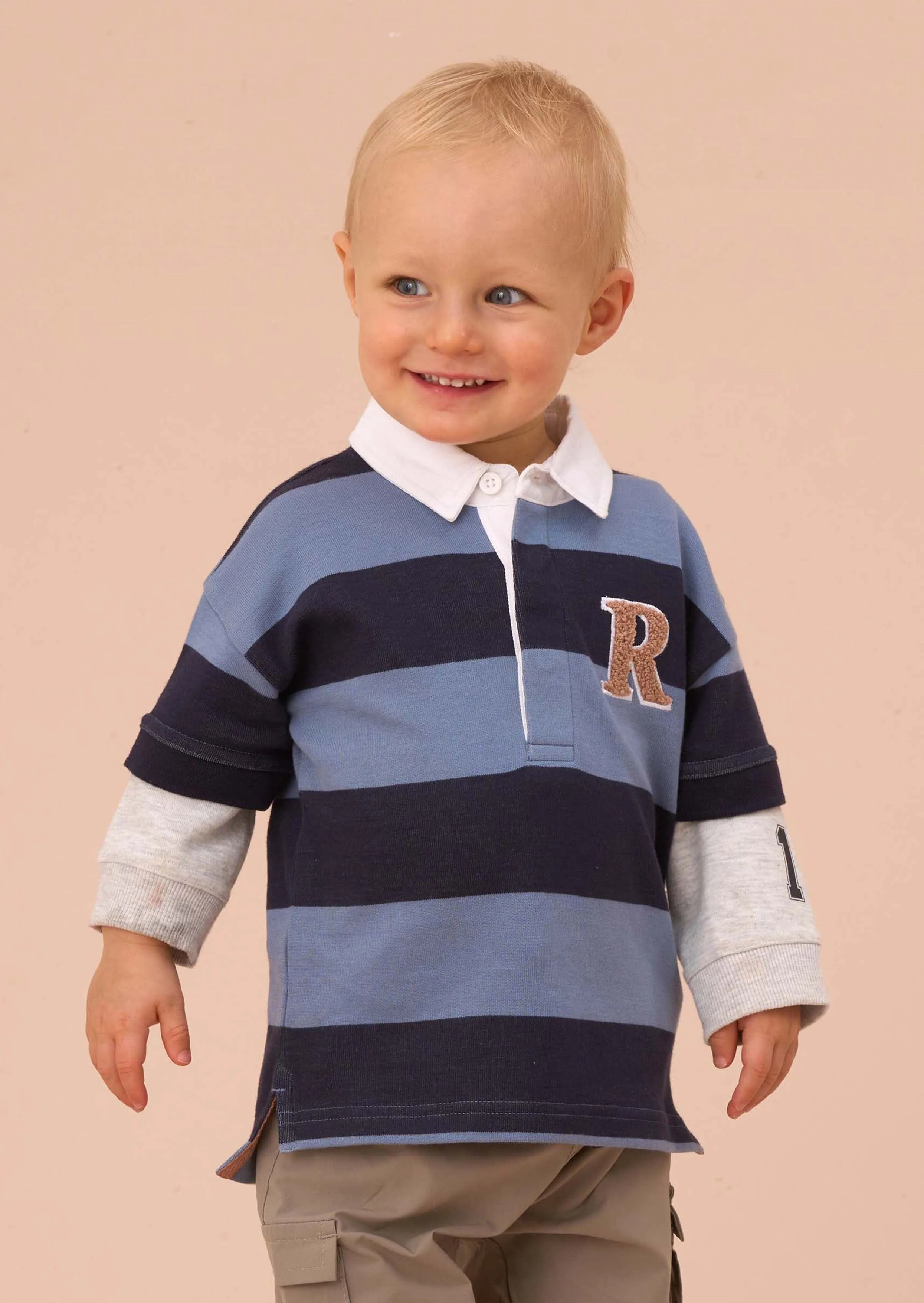 Zane Blue Stripe Rugby Top